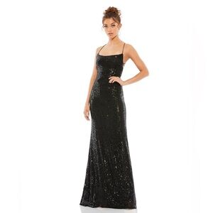 BRAND NEW - Mac Duggal Black Sequin Dress sz 10